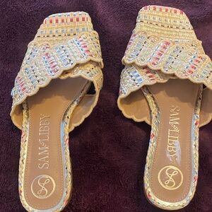 Sam & Libby Cream and Multicolor Woven Flats